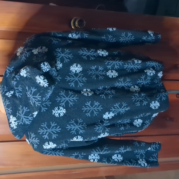 MUSKOKA LAKES* Snowflake hooded Teddy sweater button down jacket long sleeve - Picture 7 of 12